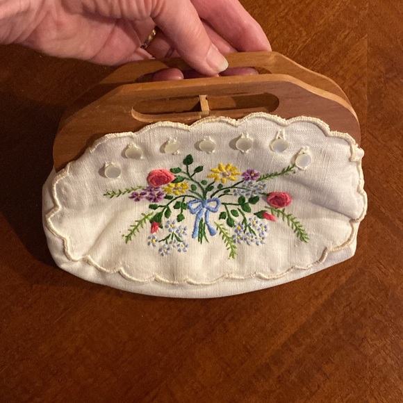 Floral Handbag WOOD Framed Art